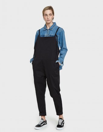 Long Strap Overall in Black