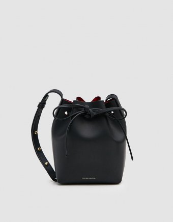 Vegetable Tanned Mini Mini Bucket Bag in Black/Flamma