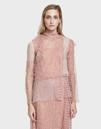 Long Sleeve Lace Patchwork Blouse