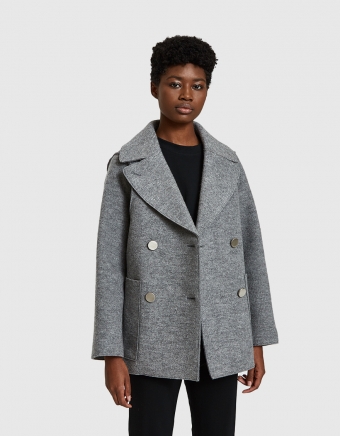 Short Coat in Light Grey Melange