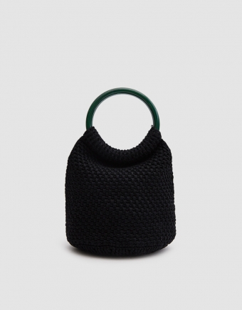 Praia Hand Crochet Bucket in Black