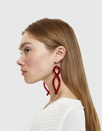 Twist Earrings in Ruby Red
