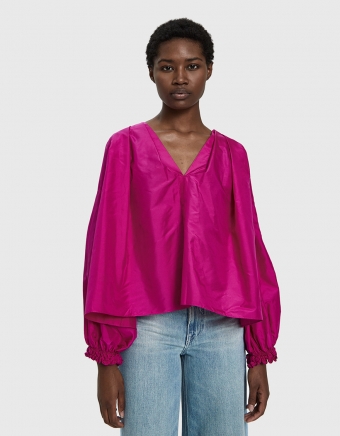 Long Sleeve Taffeta Blouse