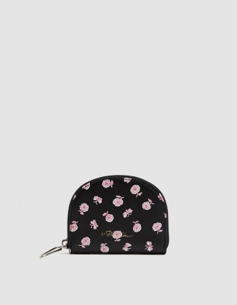 Hudson Zip Wallet in Black/Pink