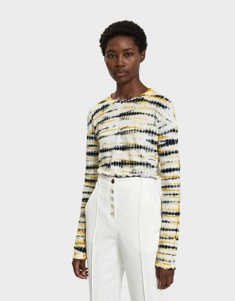 Tie Dye Long Sleeve T-shirt in Yellow/Black