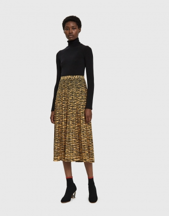 Tiger Jacquard Knit Pleated Skirt