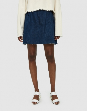 Short Denim Skirt in in Dark Wash