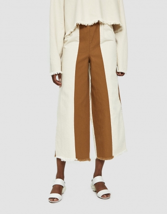 Sewn Stripe Mixed-Material Pant