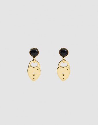 Onyx Locket Drop Earrings