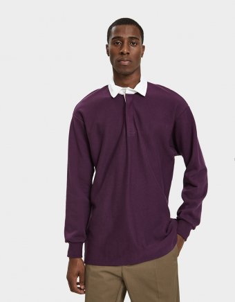 L/S Rugby Shirt in Eggplant