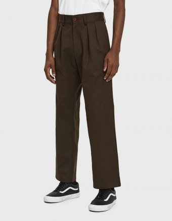 Double Pleat Pant in Dark Brown