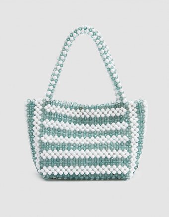 Mina Beaded Tote in Stripe