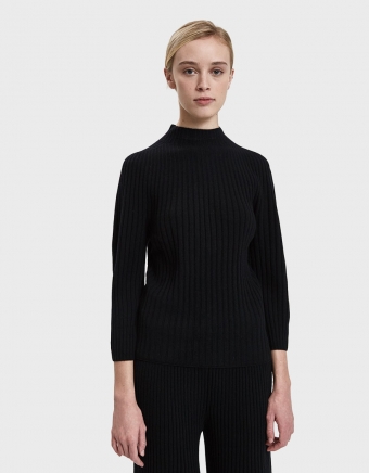 Victoria Ribbed Sweater in Black