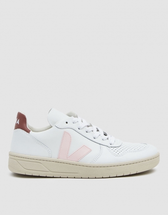 V-10 Leather Sneaker in Extra White Petal