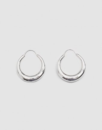 Fat Snake Earrings In Polished Silver