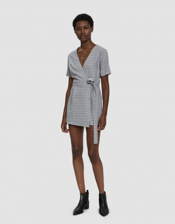 Breanna Plaid Wrap Romper