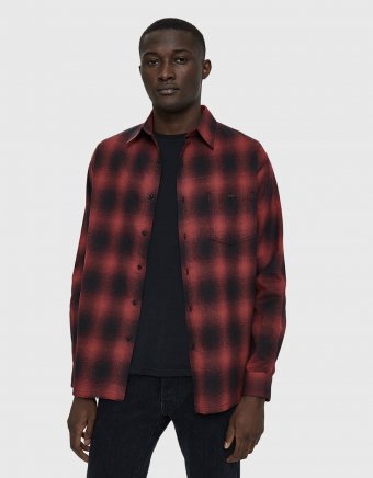 Flannel Button Up Shirt in Gradient Red
