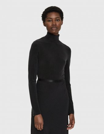 Spenser Mock Neck Top in Black