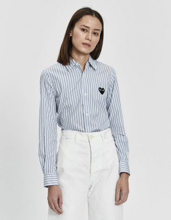 Play Black Heart Striped Shirt in Blue
