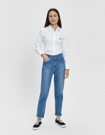 Play Red Heart Button-Up Shirt in White