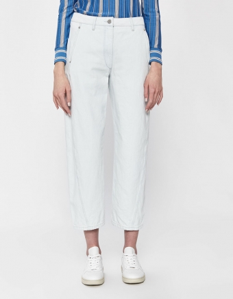 Twisted Denim Pant in Bleached Cotton