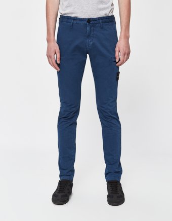 Stretch Broken Twill Old Effect Pant in Blue Marine