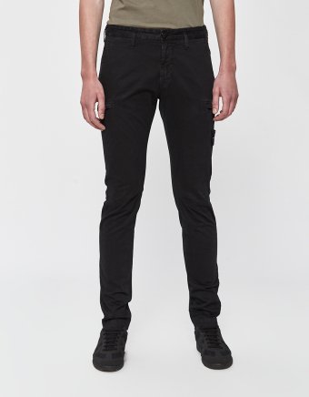 Stretch Broken Twill Old Effect Pant in Black