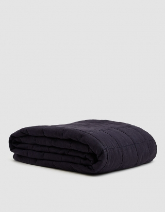 Queen Size Simple Linen Quilt in Navy
