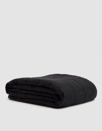 Queen Size Simple Linen Quilt in Black