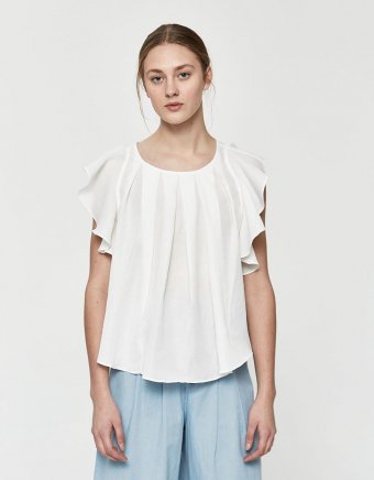 Morgance Flutter Sleeve Top in White