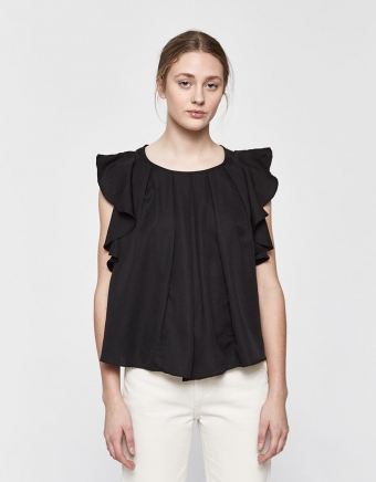 Morgance Flutter Sleeve Top in Black