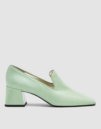 Heeled Smoking Loafer in Jade
