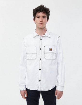 Chalk Twill Shirt Jacket in White