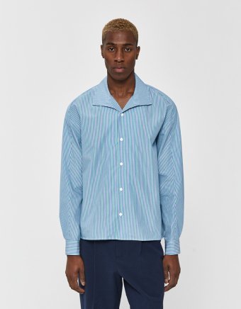 Dylan Shirt in Green/Blue Stripe