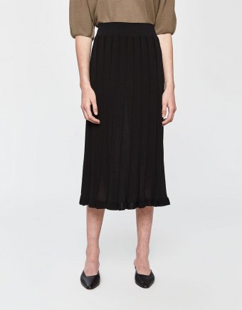 Ribbed Linen-Blend Skirt