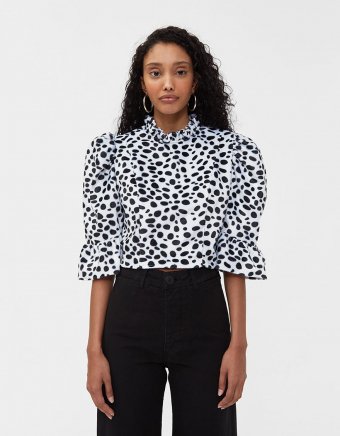 Ruffle Crop Top in Dalmation