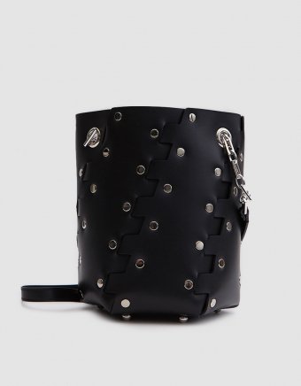 Studded Hinged Mini Hex Bucket Bag